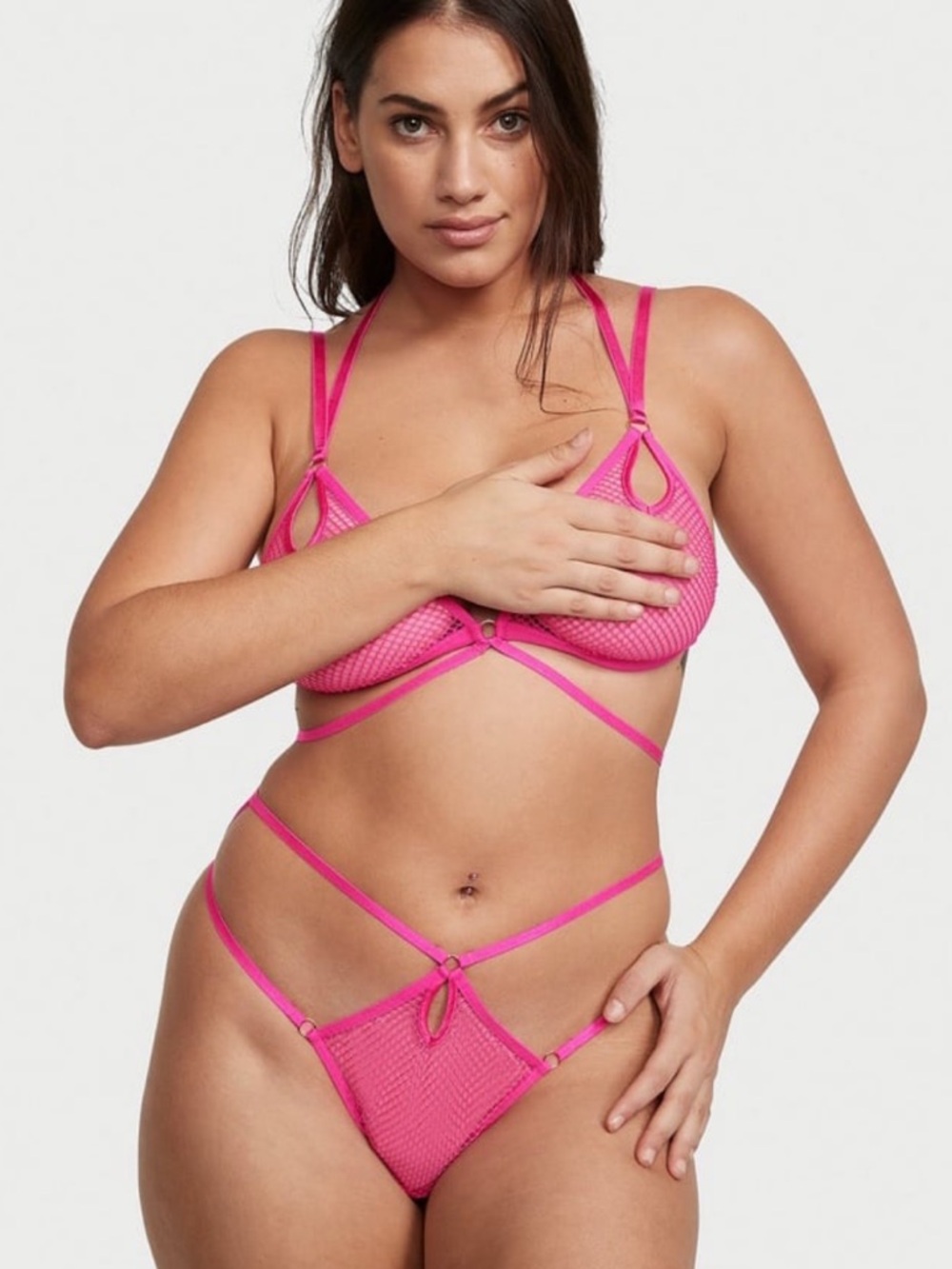 NWT Victoria’s Secret Mesh Teddy Hot Pink XXL